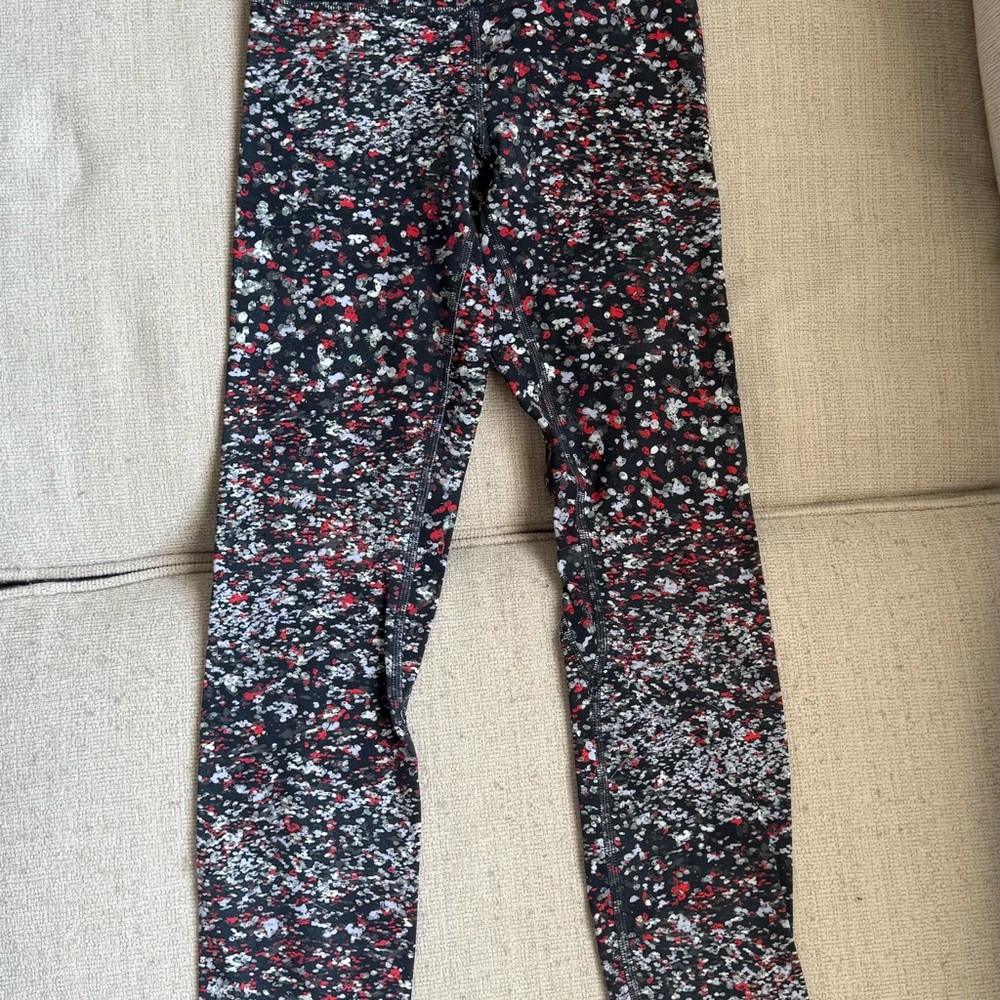 lululemon athletica Black and Red Floral Leggings